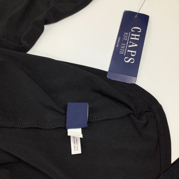 Chaps Highland Black Dress Medium iWith Sequined Shoulders 3/4 Sleeves & Midi NW - Picture 9 of 10